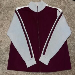 Men’s Joe boxer brand men’s zip-up sweater size large.  Color: burgundy & gray.